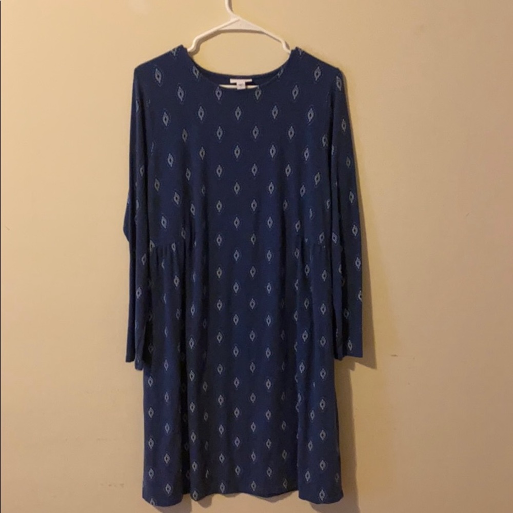 J Jill Cute blue, knit, high waisted dress.